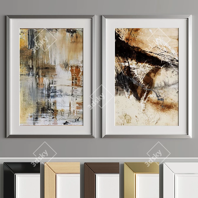 Modern Art Frame: Aesthetic Design with 4 Wooden & 2 Metal Materials 3D model image 3