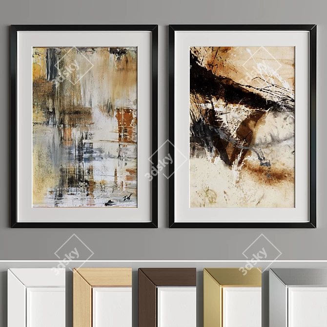 Modern Art Frame: Aesthetic Design with 4 Wooden & 2 Metal Materials 3D model image 4