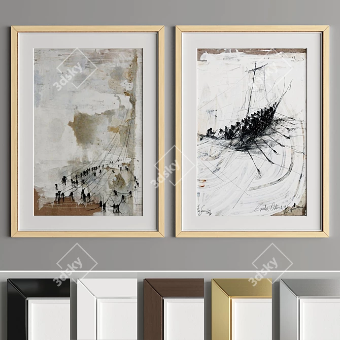 Modern Art Frame A31: 2-in-1, Premium Materials 3D model image 5