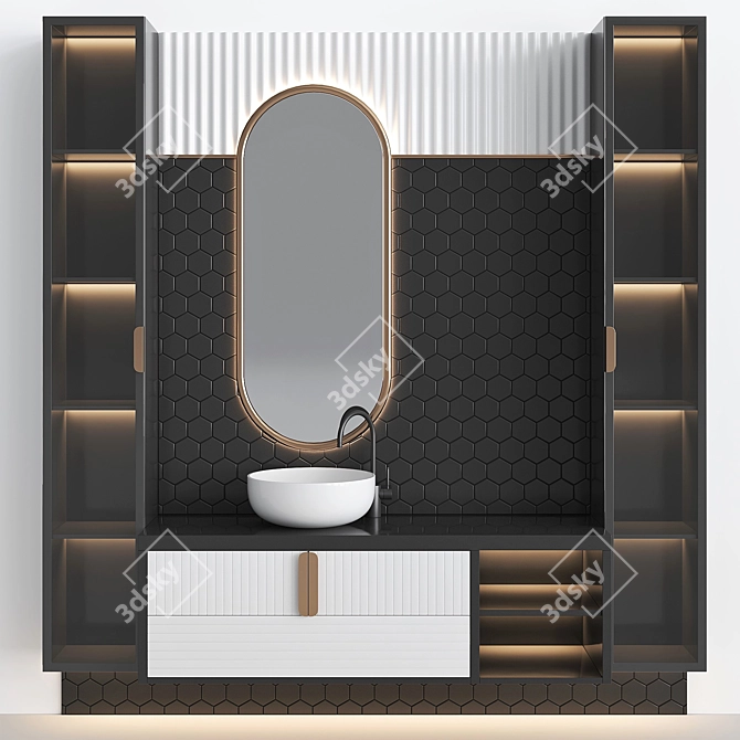 Elegant Bathroom Furniture Set 3D model image 1