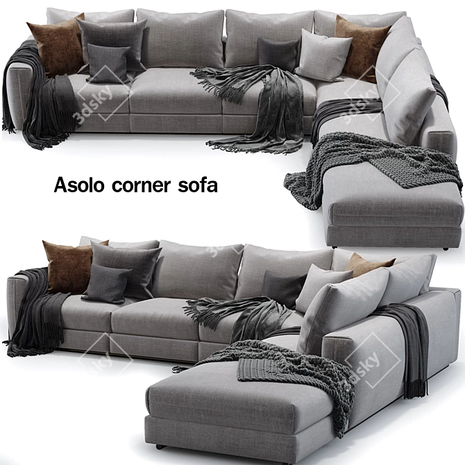 Elegant Asolo Sectional Sofa 3D model image 1