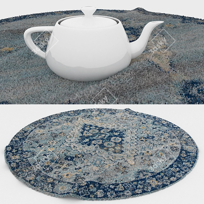 Round Carpets Set 197: Versatile Rug Collection with Various Textures 3D model image 3