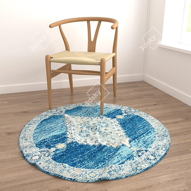 Round Carpets Set 197: Versatile Rug Collection with Various Textures 3D model image 4