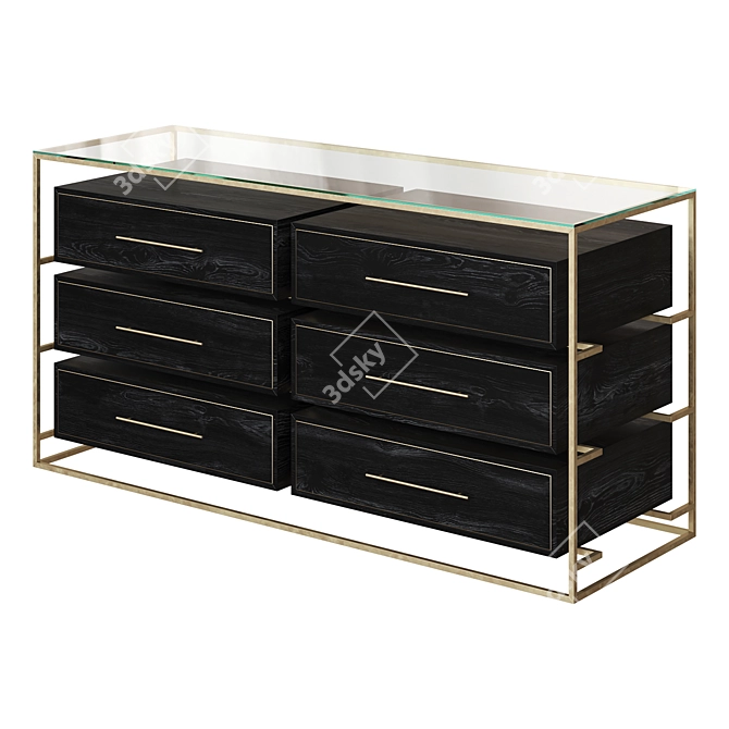 Floating Elegance Double Row Dresser 3D model image 3