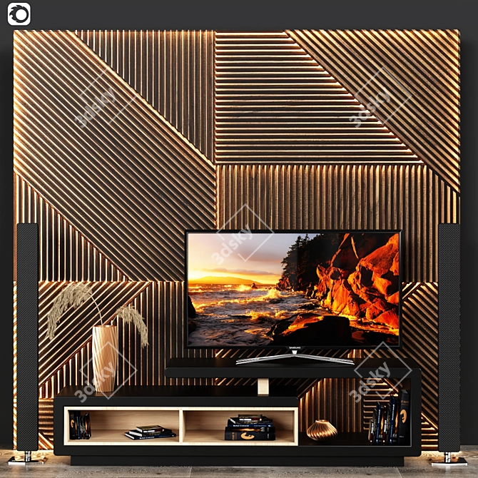 Modern TV Table: Stylish, Spacious 3D model image 1