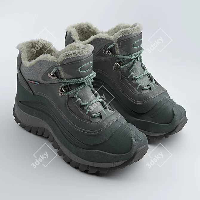 Women's Winter Fur-Lined Sport Sneakers 3D model image 1