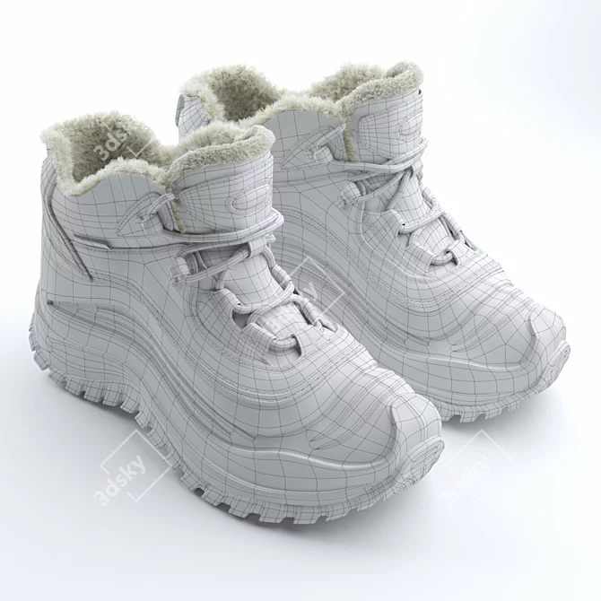 Women's Winter Fur-Lined Sport Sneakers 3D model image 5