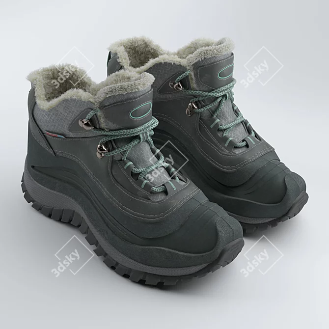 Women's Winter Fur-Lined Sport Sneakers 3D model image 8