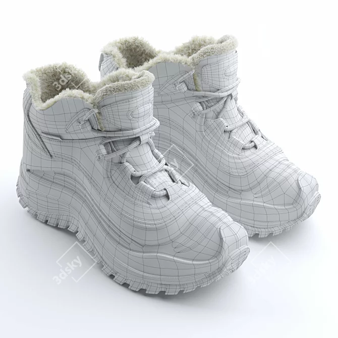 Women's Winter Fur-Lined Sport Sneakers 3D model image 11