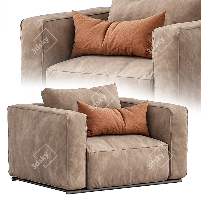 Sleek Shanghai Armchair 3D model image 1