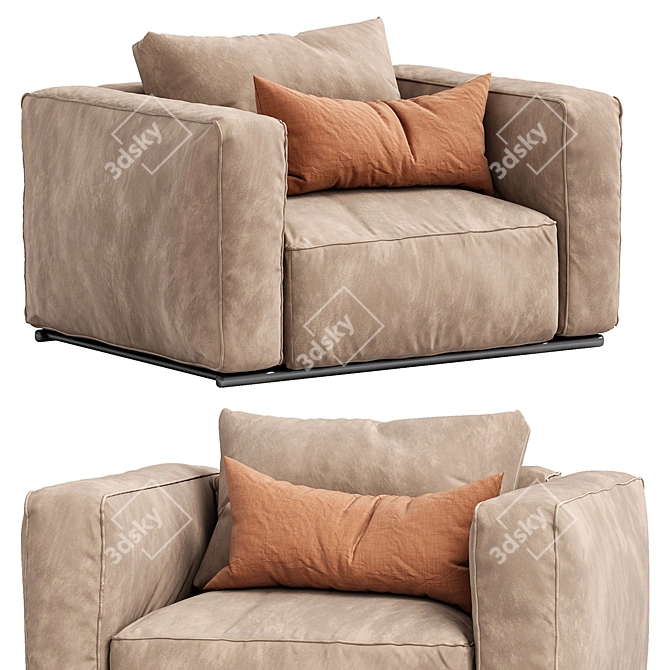 Sleek Shanghai Armchair 3D model image 2