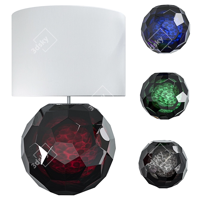 Muranese Glass Faceted Ball Lamp 3D model image 7