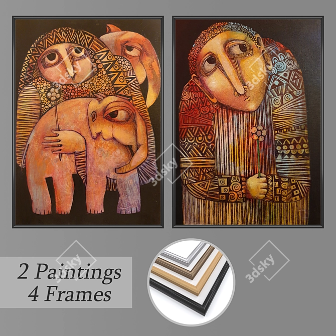 Artistic Wall Set No. 3116 with Versatile Frames 3D model image 1