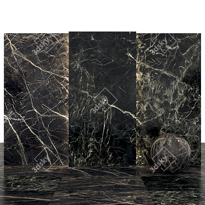 Laurent Black Marble: Premium Texture Tiles 3D model image 2