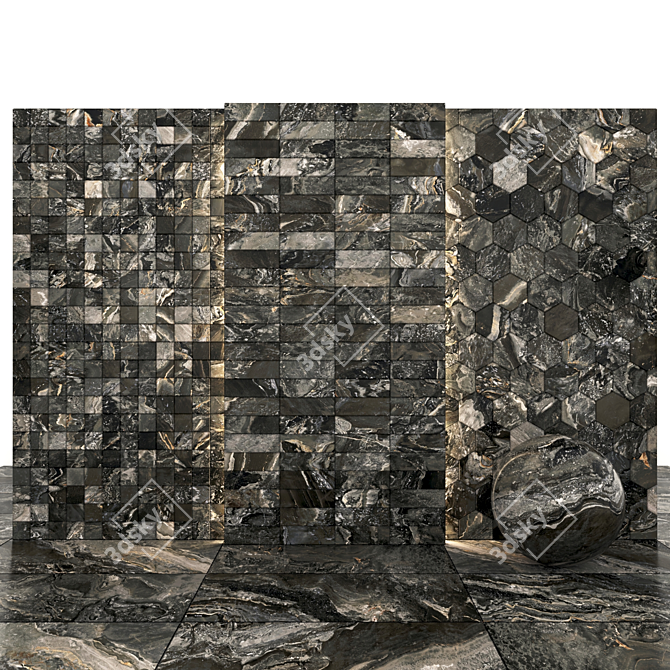 Luxurious Orobico Dark Marble: Versatile Tiles & Slabs 3D model image 3