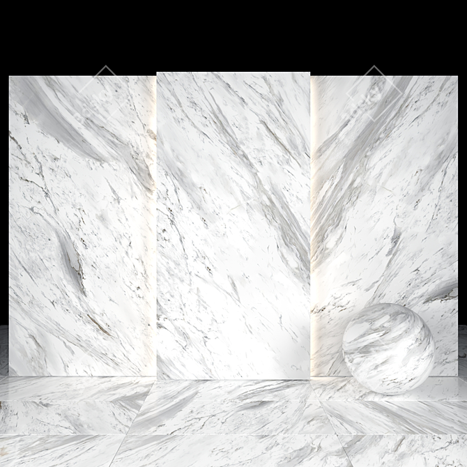 Elegant Bianco Carrara Marble Set 3D model image 2