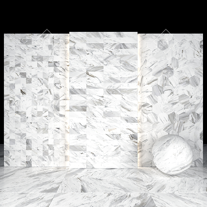 Elegant Bianco Carrara Marble Set 3D model image 3