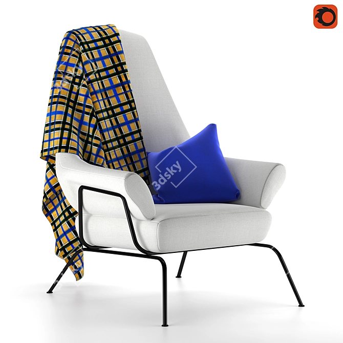 Elegant Four-Legged Armchair 3D model image 1