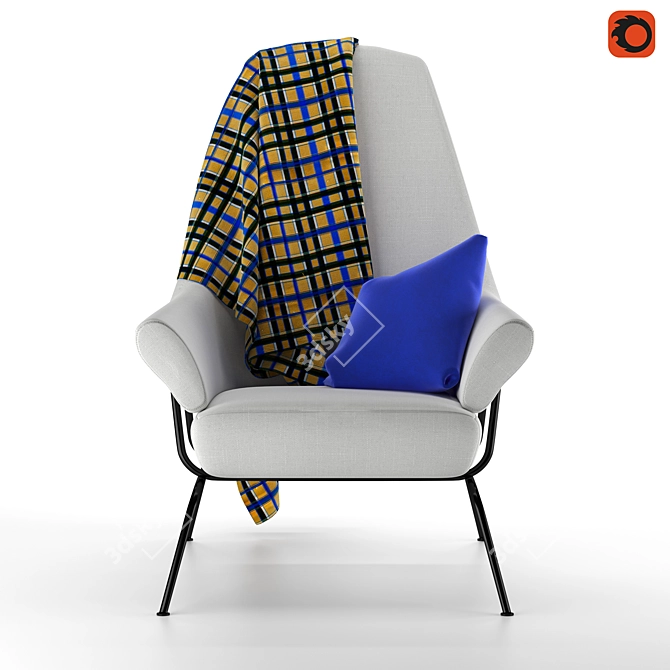 Elegant Four-Legged Armchair 3D model image 2