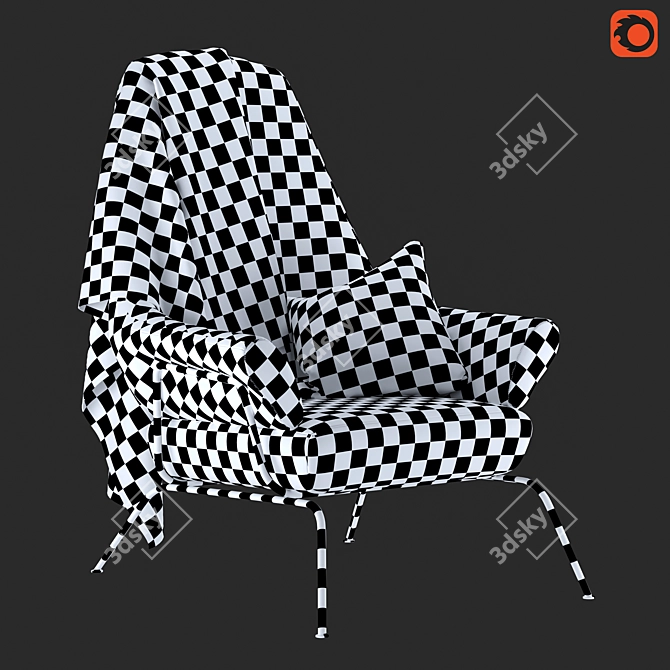 Elegant Four-Legged Armchair 3D model image 4