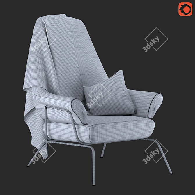 Elegant Four-Legged Armchair 3D model image 5