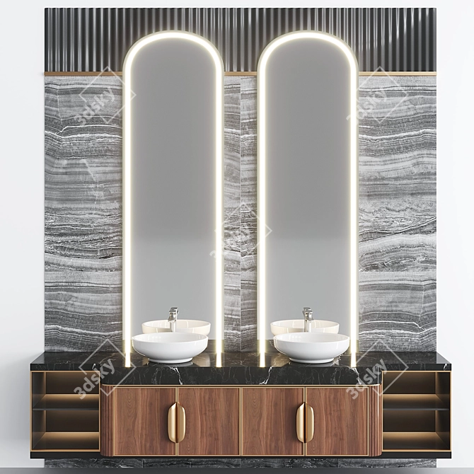 Title: Modern Bathroom Furniture Set 3D model image 1