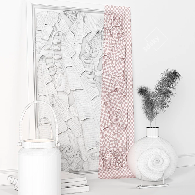 Elegant Filigree Decorative Set 3D model image 4