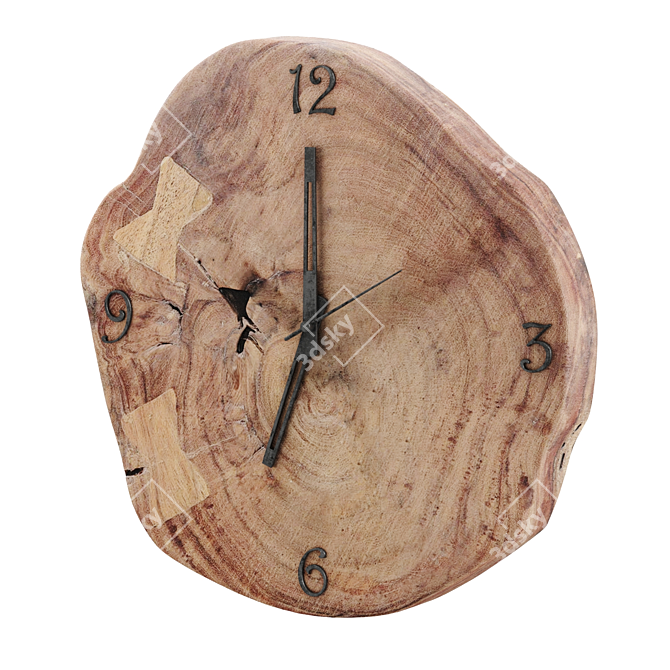 Asiriq Acacia Wood Clock 3D model image 1