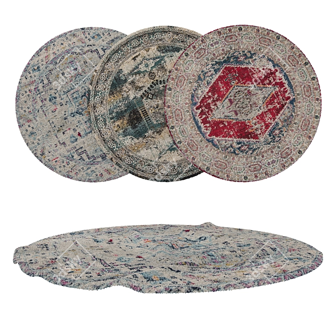 Round Carpets Set for Versatile Perspectives 3D model image 1