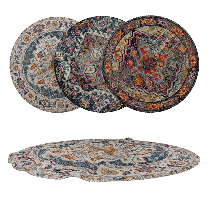 Round Carpets Set 204 - Versatile 6-Piece Rug Collection with Different Textures 3D model image 1