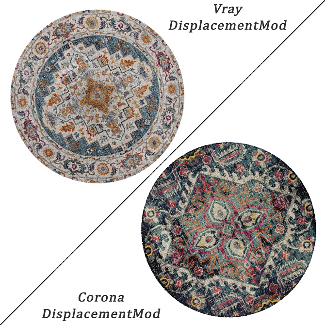 Round Carpets Set 204 - Versatile 6-Piece Rug Collection with Different Textures 3D model image 2