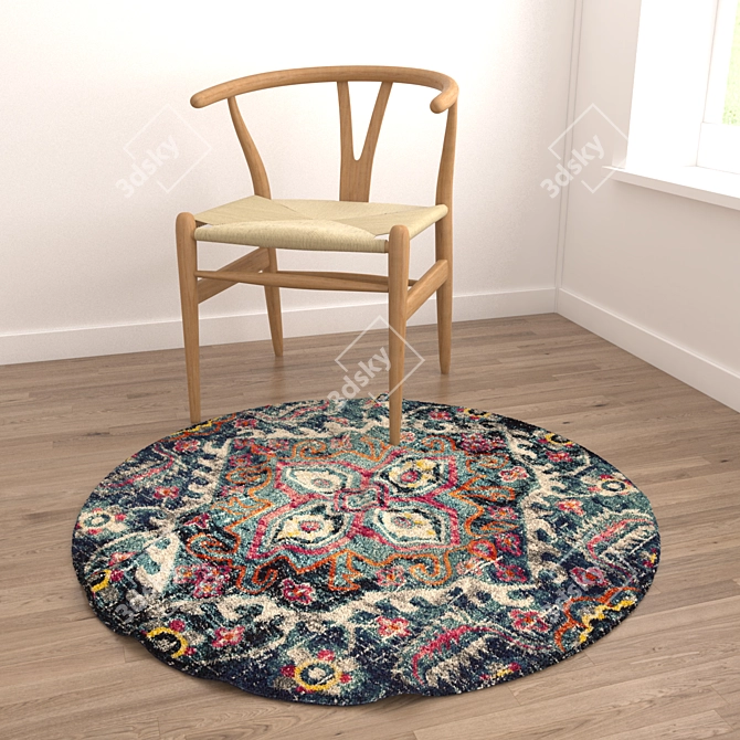 Round Carpets Set 204 - Versatile 6-Piece Rug Collection with Different Textures 3D model image 4