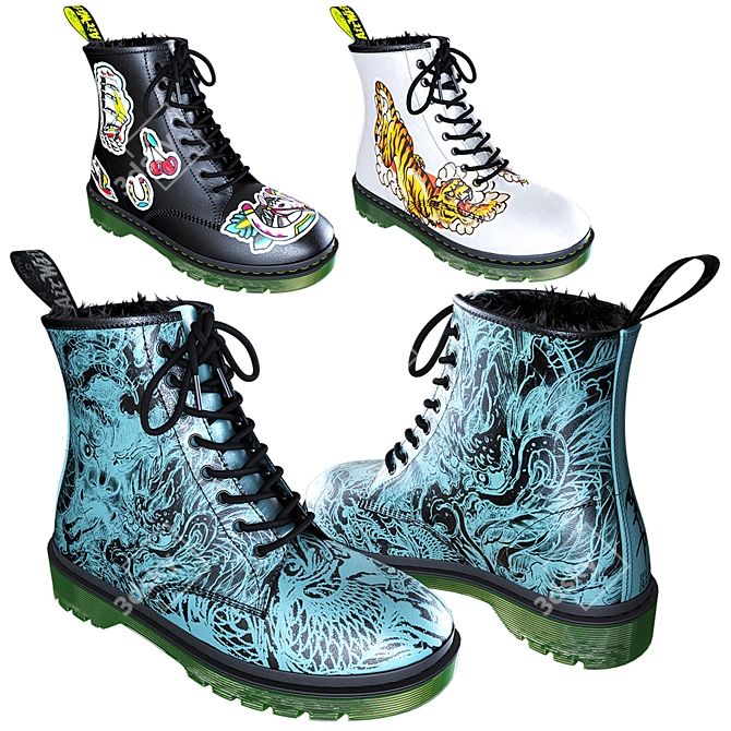 Tattooed Winter: Dr. Martens Boots 3D model image 7