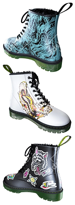 Tattooed Winter: Dr. Martens Boots 3D model image 8