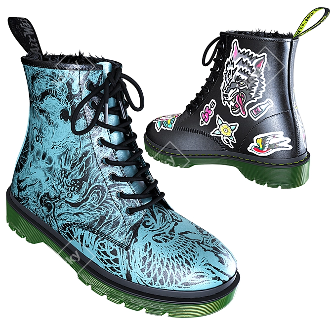 Tattooed Winter: Dr. Martens Boots 3D model image 12