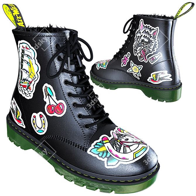 Tattooed Winter: Dr. Martens Boots 3D model image 14