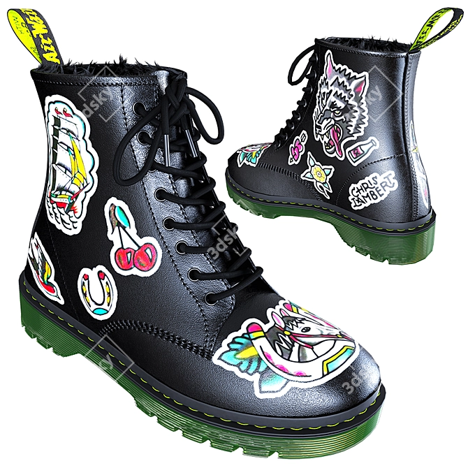 Tattooed Winter: Dr. Martens Boots 3D model image 3