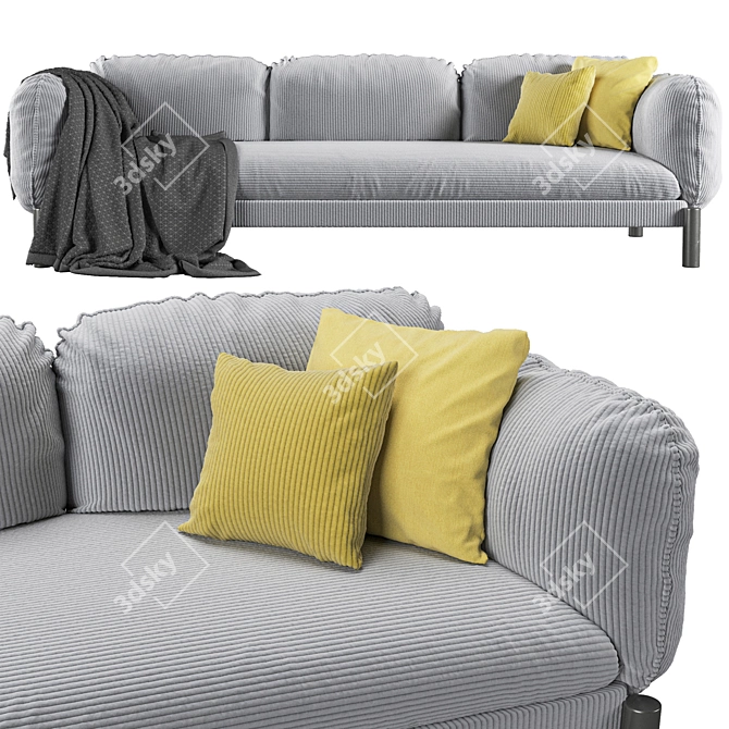 Tarantino Velvet 3-Seater Sofa 3D model image 2