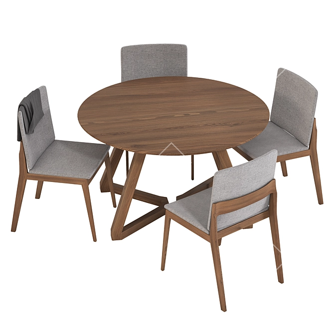 Elegant 001: Walnut & Gray Velvet Table 3D model image 2