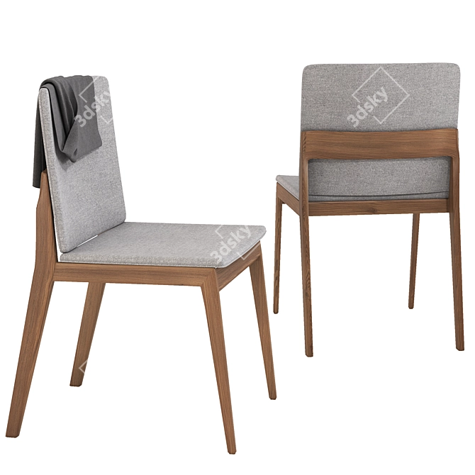 Elegant 001: Walnut & Gray Velvet Table 3D model image 3