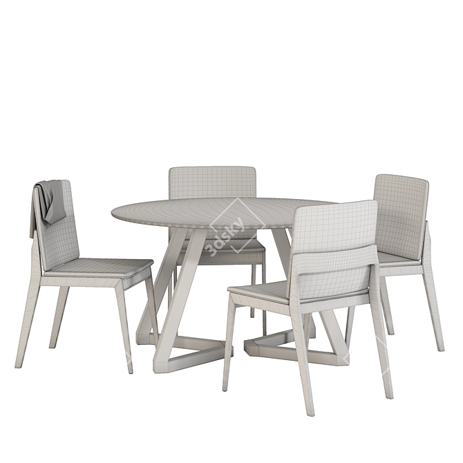 Elegant 001: Walnut & Gray Velvet Table 3D model image 5