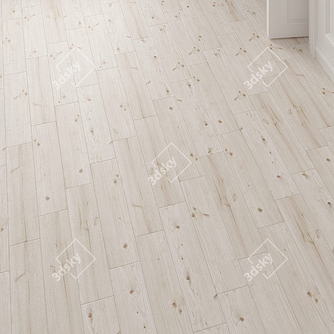 Cedar White Floor Tile: Exquisite Wood Texture at Your Feet 3D model image 2