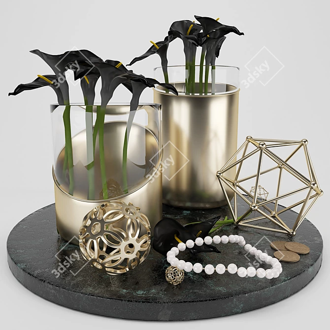 Elegant Calla Lily Decor Set 3D model image 6