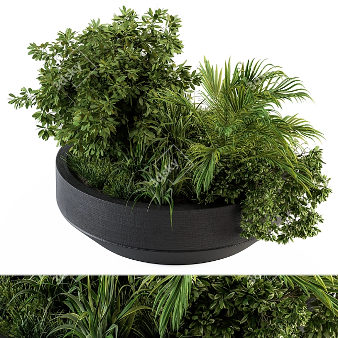 Green Oasis: Outdoor Plant Set in Concrete Pot 3D model image 2