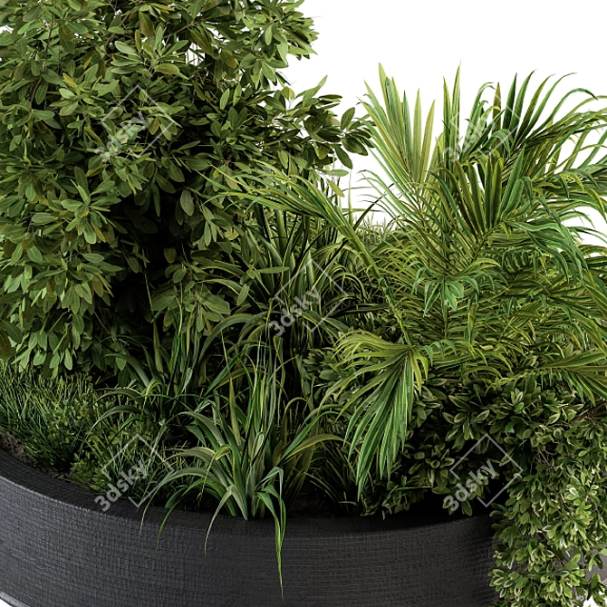 Green Oasis: Outdoor Plant Set in Concrete Pot 3D model image 4