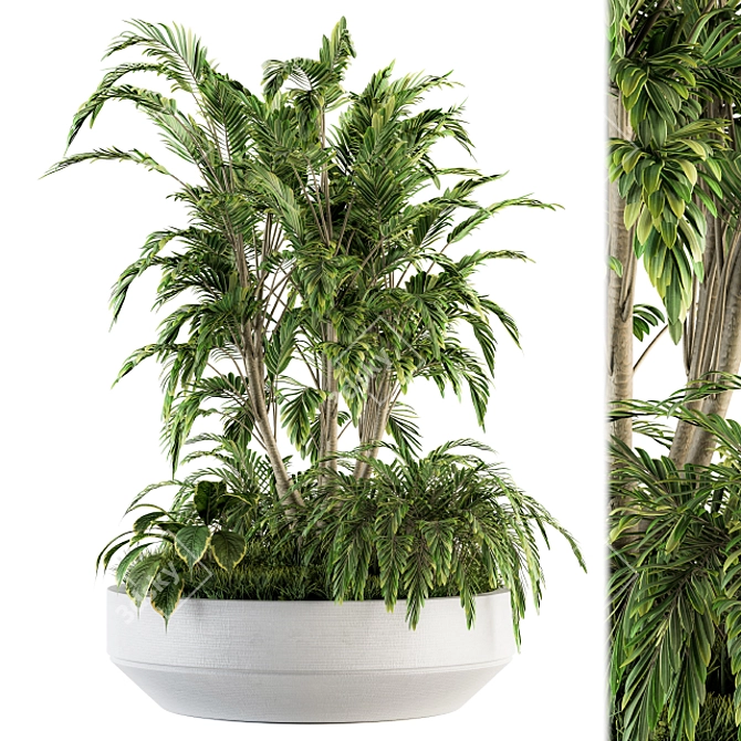 Concrete Pot Tree Set - Outdoor Plants 3D model image 1