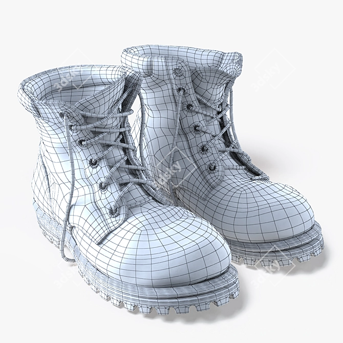 Vintage Worn Leather Boots 3D model image 5