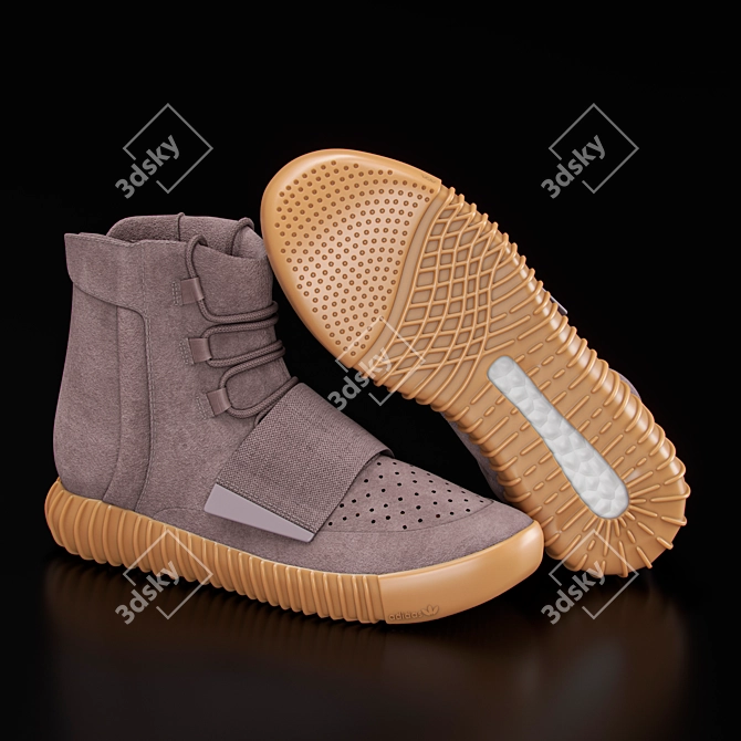 Designer Suede Comfort: YEEZY BOOST 750 3D model image 2