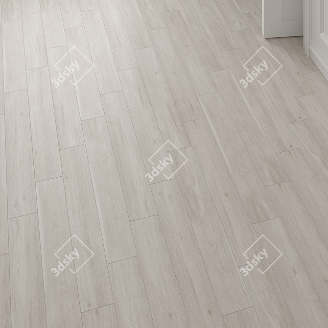 Madrid White Wood Texture Floor Tile 3D model image 2