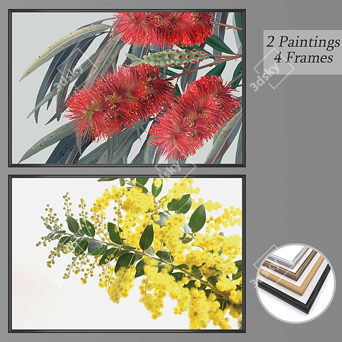 Modern Wall Art Set with Multiple Frames 3D model image 1